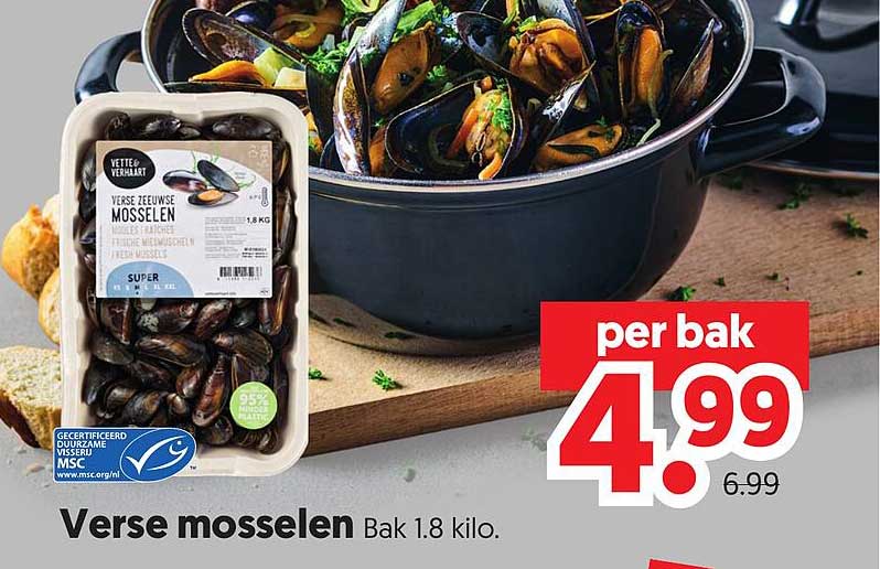 Verse mosselen Bak 1.8 kilo