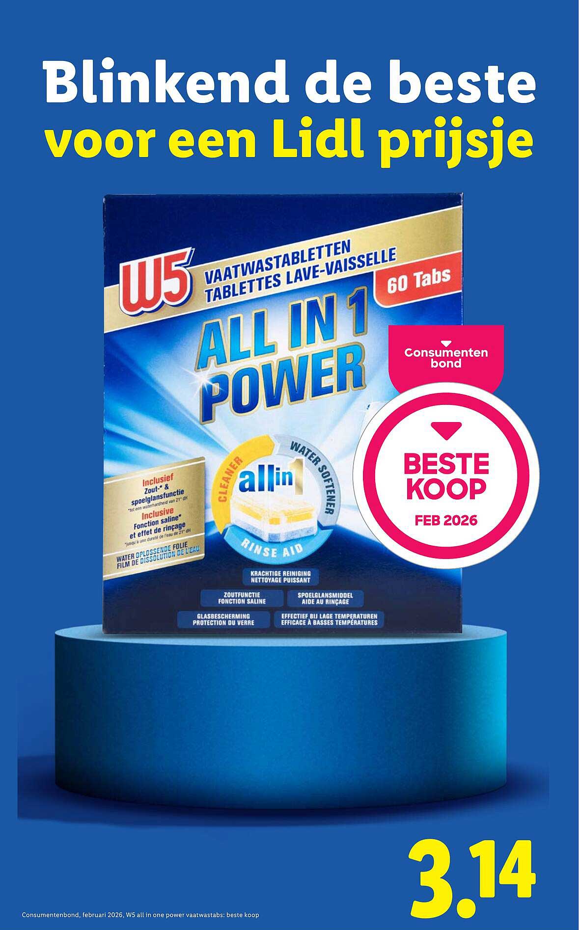 W5 all in one power vaatwastabletten 60 tabs