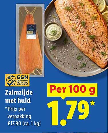 Zalmzijde met huid