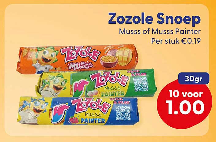 Zozole Snoep Musss of Musss Painter Per stuk €0.19 30gr 10 voor 1.00