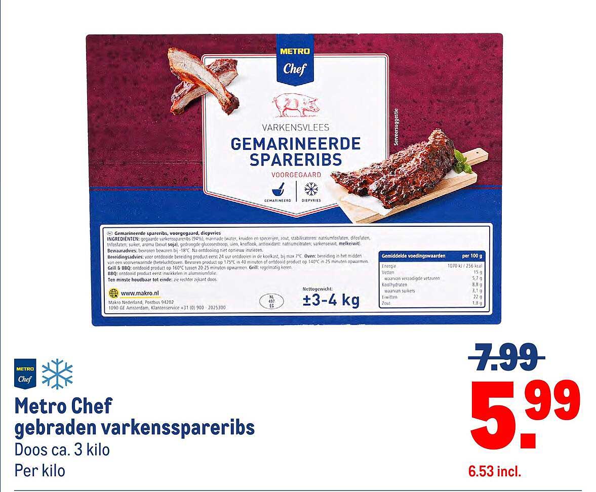 Metro Chef gebraden varkensspareribs