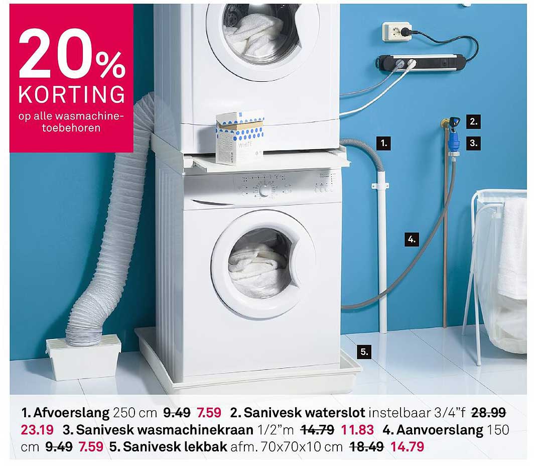 20% KORTING op alle wasmachine-toebehoren