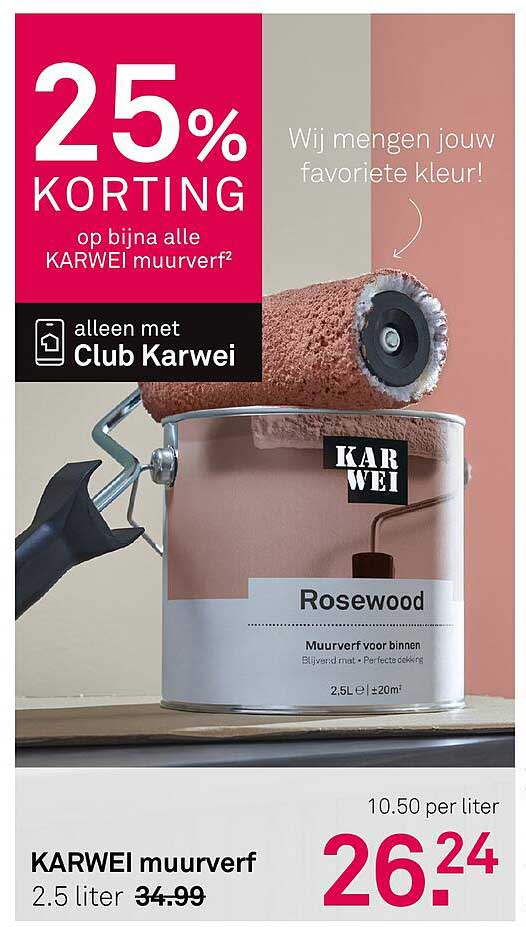 25% KORTING op bijna alle KARWEI muurverf