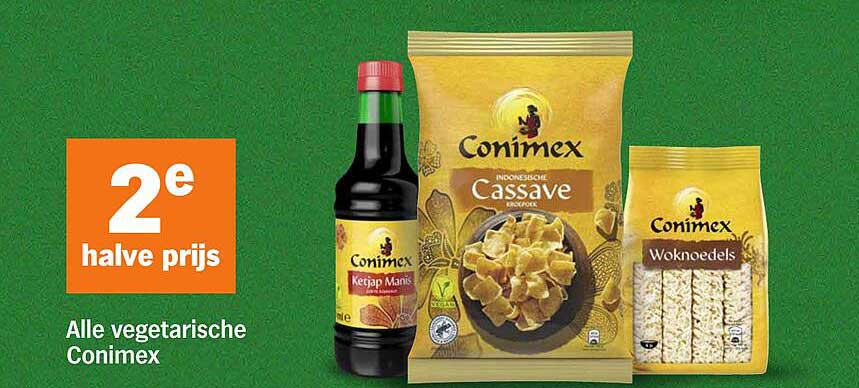 2e halve prijs op alle vegetarische Conimex