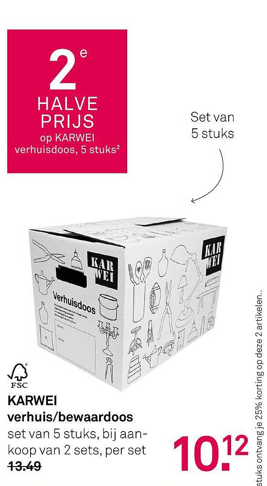 2e HALVE PRIJS op KARWEI verhuisdoos, 5 stuks
