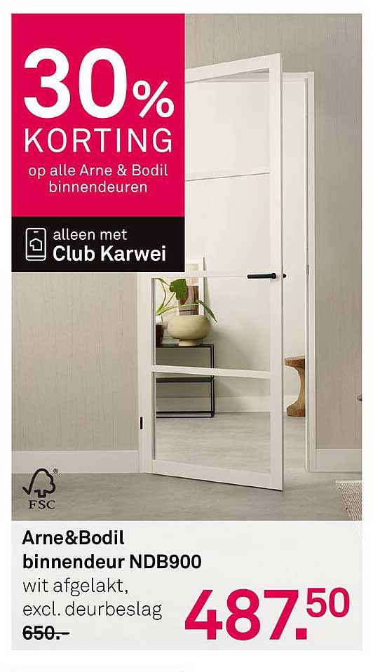 30% KORTING op alle Arne & Bodil binnendeuren