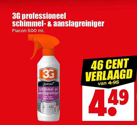 3G professioneel schimmel- & aanslagreiniger Flacon 500 ml.