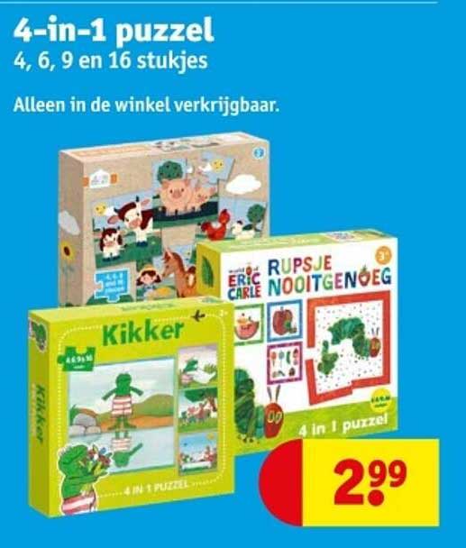4-in-1 puzzel 4, 6, 9 en 16 stukjes