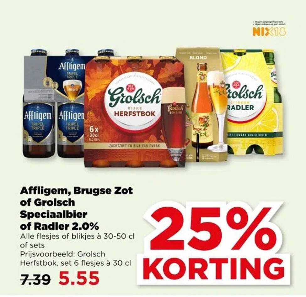 Affligem, Brugse Zot of Grolsch Speciaalbier of Radler 2.0%