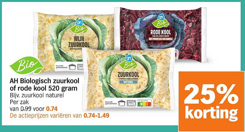 AH Biologisch zuurkool of rode kool 520 gram