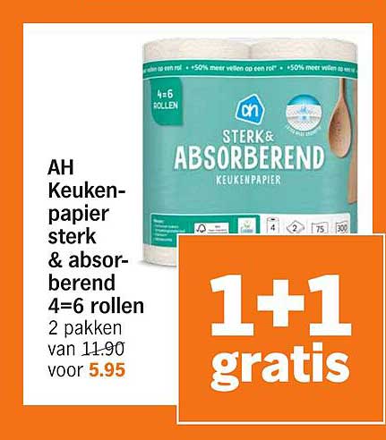 AH Keukenpapier sterk & absorberend 4=6 rollen