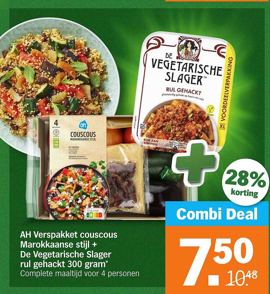 AH Verspakket couscous Marokkaanse stijl + De Vegetarische Slager rül gehackt 300 gram*