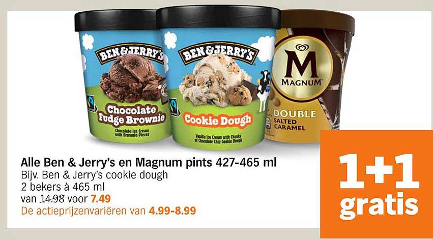 Alle Ben & Jerry's en Magnum pints 427-465 ml