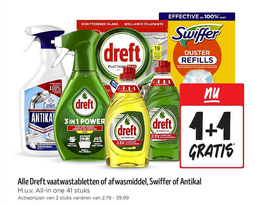 Alle Dreft vaatwastabletten of afwasmiddel, Swiffer of Antikal