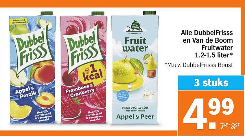 Alle DubbelFrisss en Van de Boom Fruitwater 1.2-1.5 liter