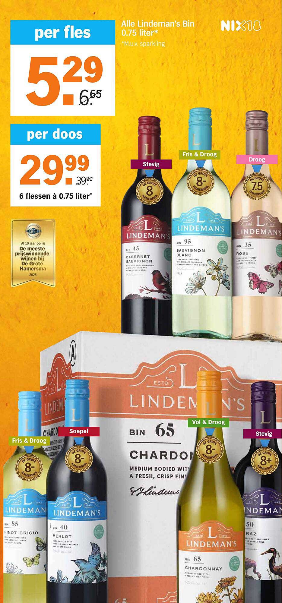 Alle Lindeman's Bin 0.75 liter