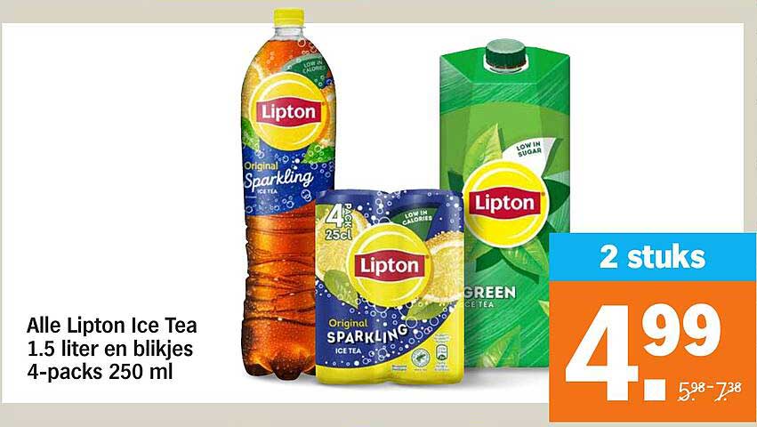 Alle Lipton Ice Tea 1.5 liter en blikjes 4-packs 250 ml