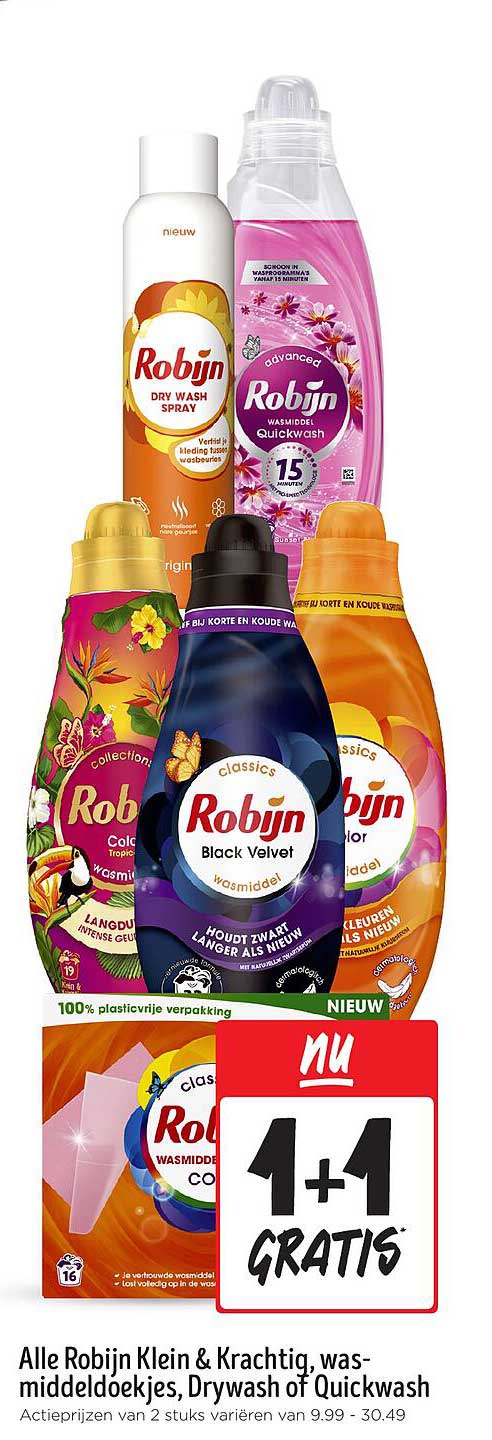 Alle Robijn Klein & Krachtig, wasmiddelendoekjes, Drywash of Quickwash