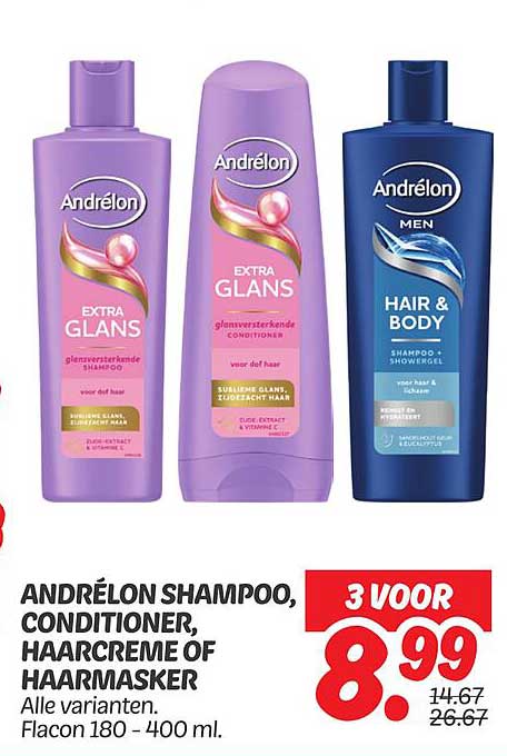 ANDRÉLON SHAMPOO, CONDITIONER, HAARCREME OF HAARMASKER