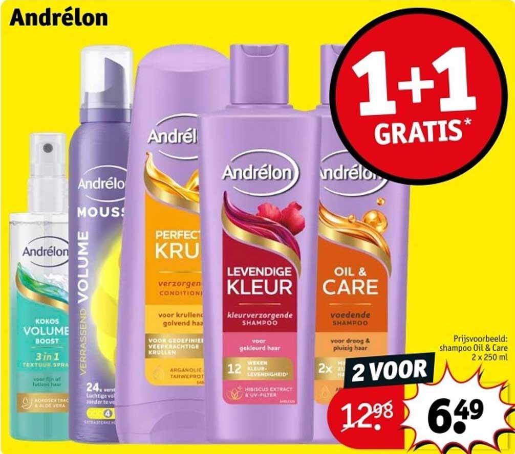 Andrélon Shampoo Levenidge Kleur & Oil & Care 2 voor 6,49