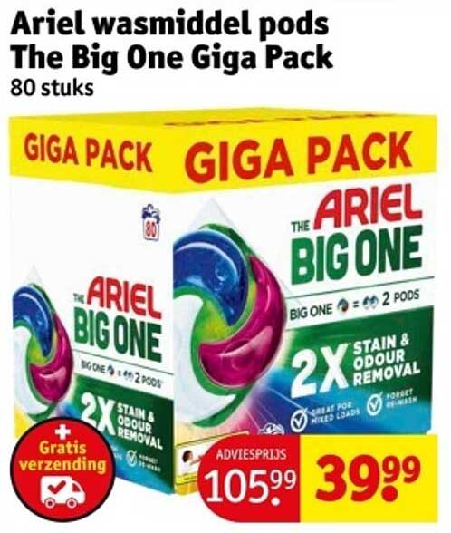 Ariel wasmiddel pods The Big One Giga Pack 80 stuk
