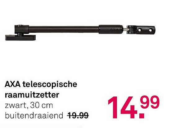 AXA telescopische raamuitzetter zwart, 30 cm buitendraaiend