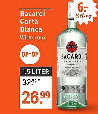 Bacardí Carta Blanca Witte rum 1.5 liter