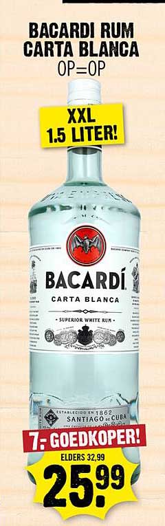 BACARDI RUM CARTA BLANCA OP=OP XXL 1.5 LITER