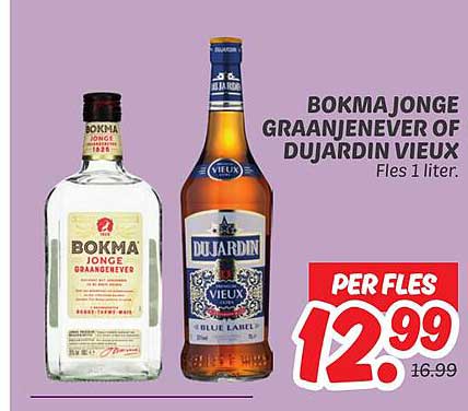 Bokma Jonge Graanjenever of Dujardin Vieux Fles 1 liter
