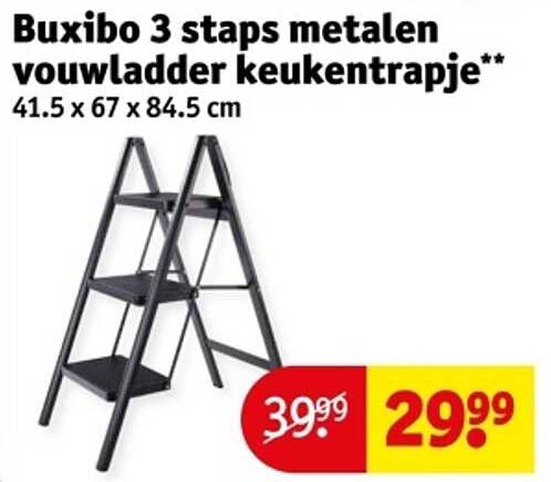 Buxibo 3 staps metalen vouwladder keukentrapje**