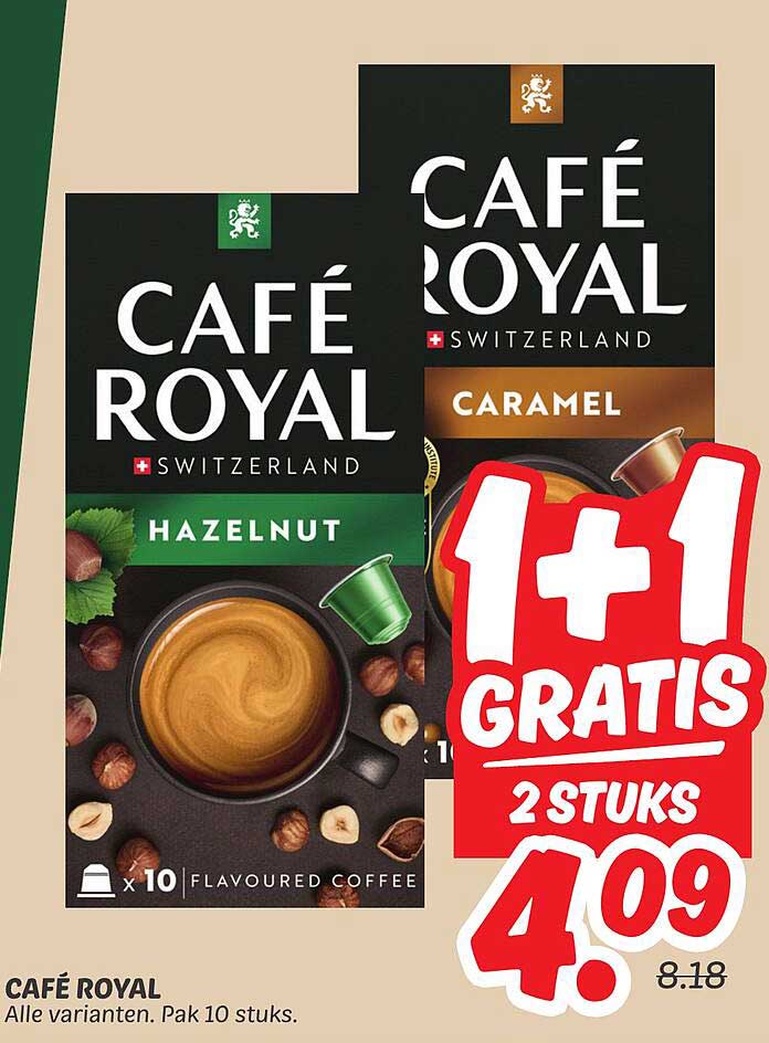Café Royal - 2 stuks voor 4,09, alle varianten, pak 10 stuks.