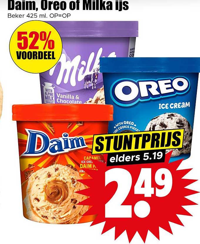 Daim, Oreo of Milka ijs