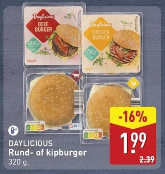 DAYLICIOUS Rund- of kipburger 320 g.