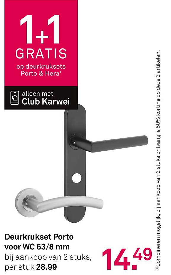 Deurkrukset Porto voor WC 63/8 mm bij aankoop van 2 stuks, per stuk 14.49
