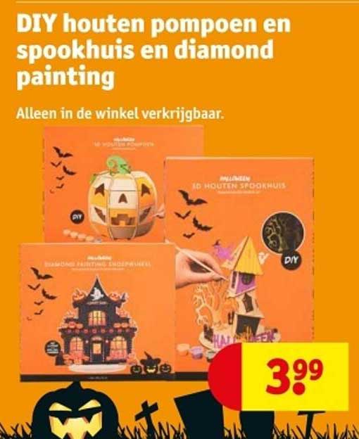 DIY houten pompoen en spookhuis en diamond painting