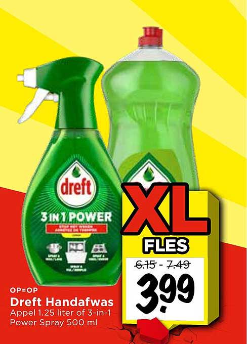 Dreft Handafwas 3-in-1 Power 1.25 liter voor €3,99