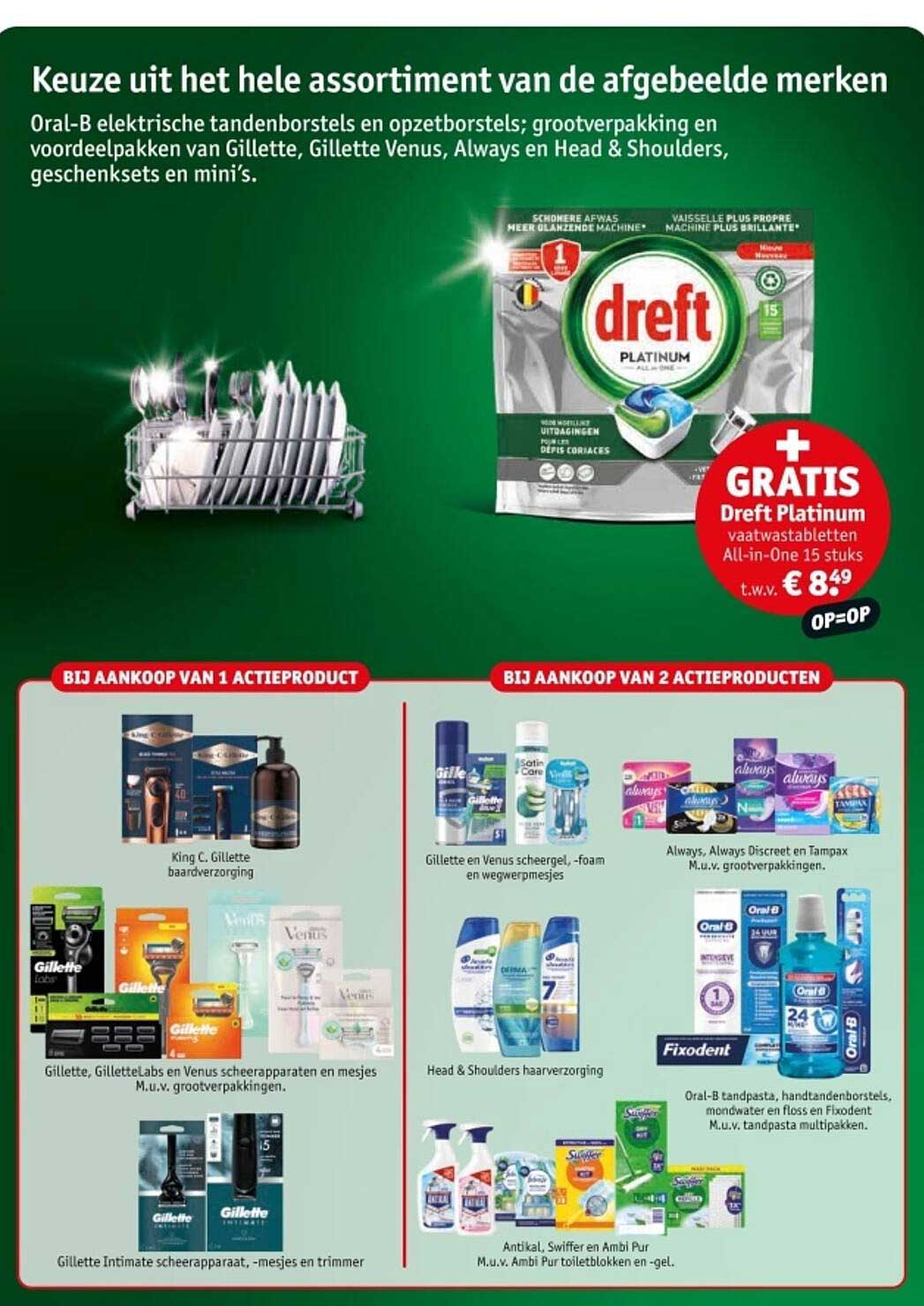 Dreft Platinum vaatwastabletten All-in-One 15 stuks t.w.v. € 8,49