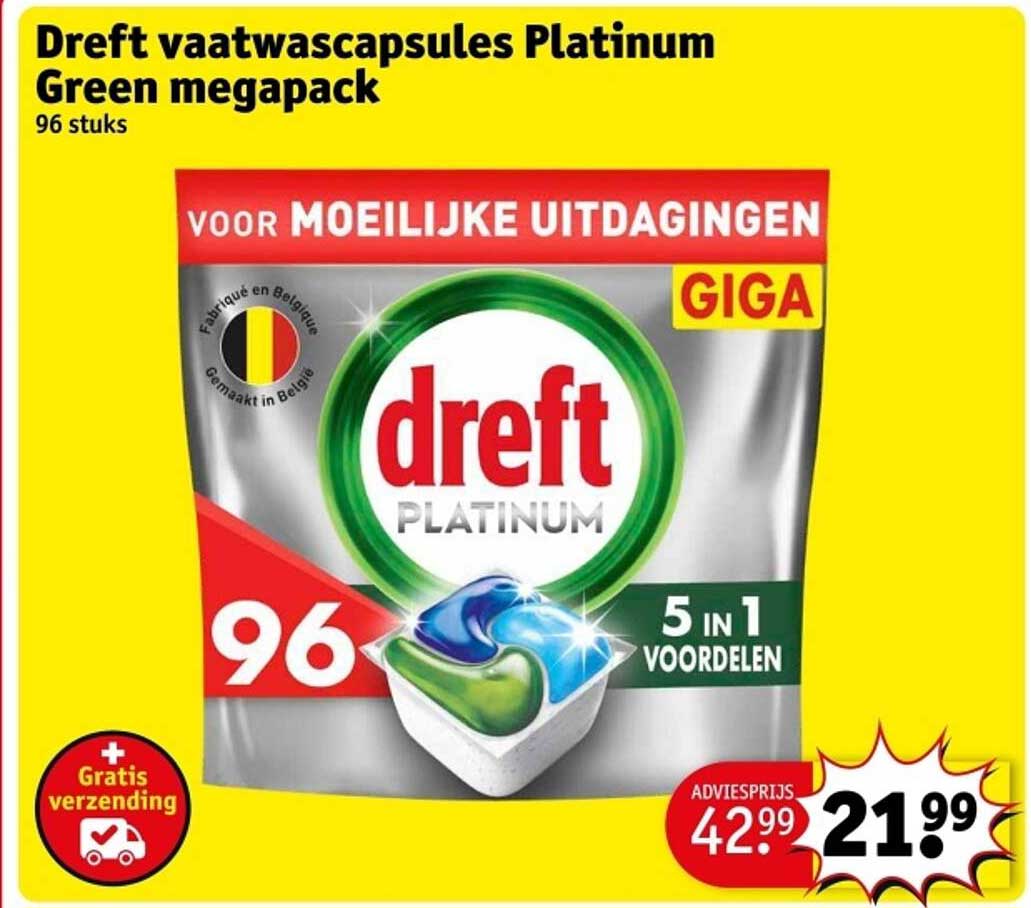 Dreft vaatwascapsules Platinum Green megapack