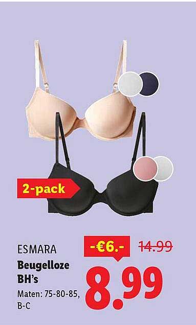 ESMARA Beugelloze BH’s 2-pack