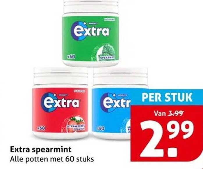 Extra spearmint Alle potten met 60 stuks