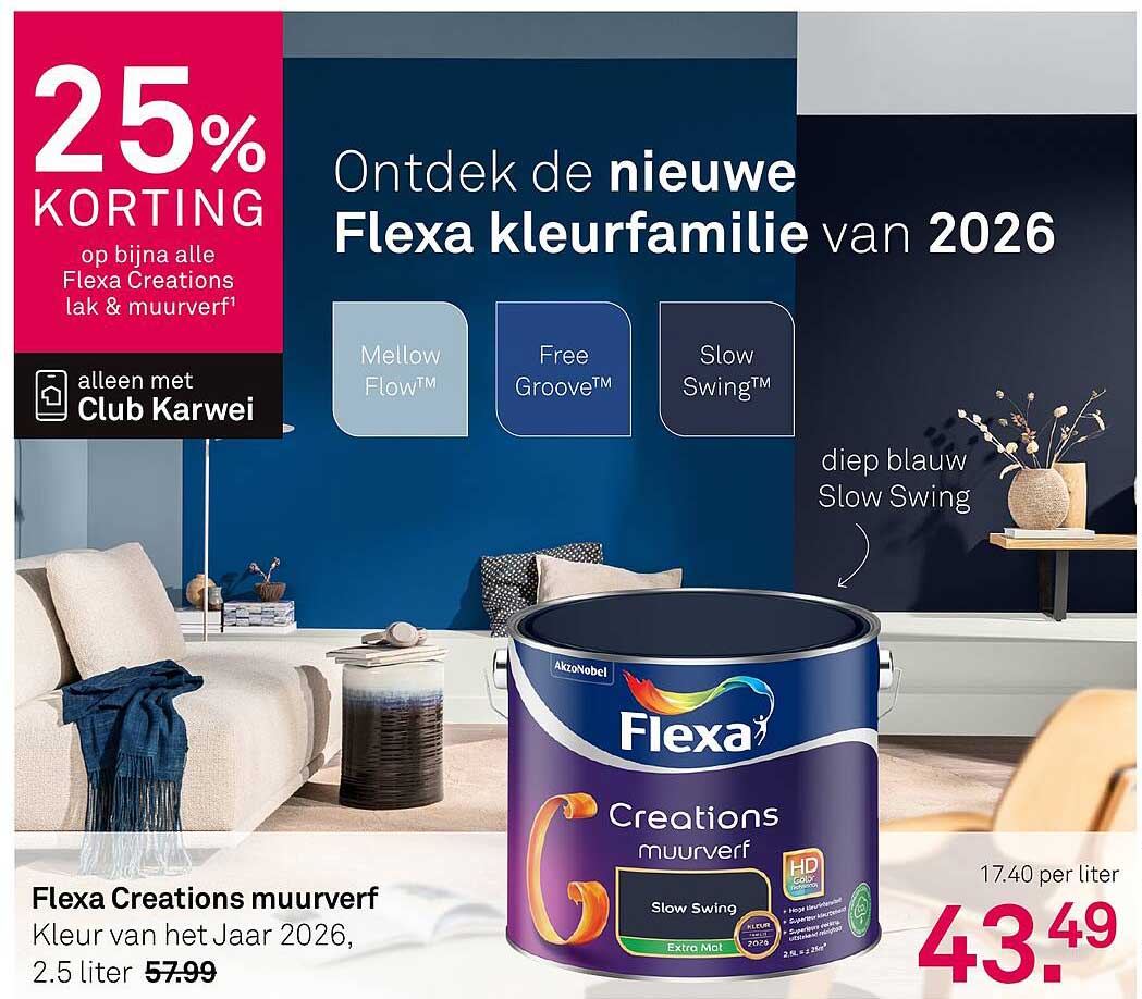 Flexa Creations muurverf Kleur van het Jaar 2026, 2.5 liter