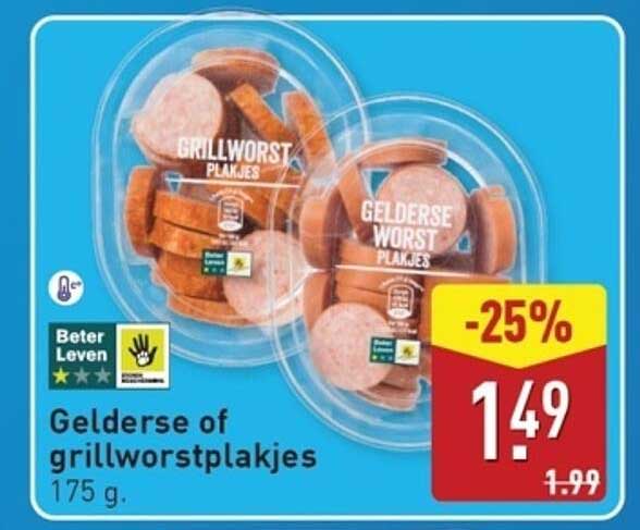 Gelderse of grillworstplakjes 175 g