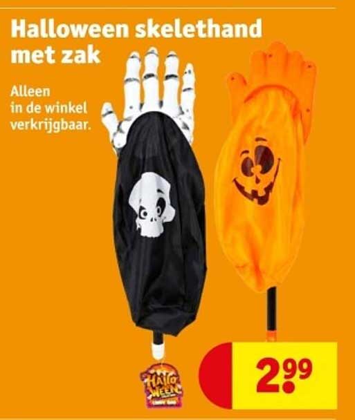 Halloween skelethand met zak