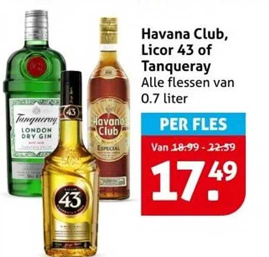Havana Club, Licor 43 of Tanqueray - Alle flessen van 0.7 liter