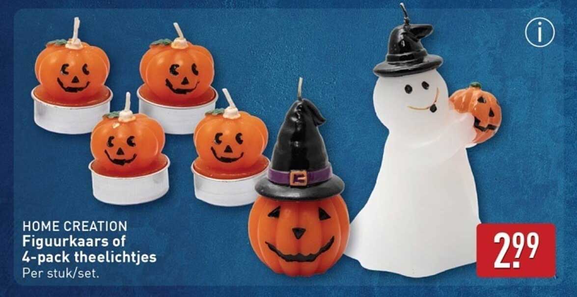 HOME CREATION Figuurkaars of 4-pack theelichtjes