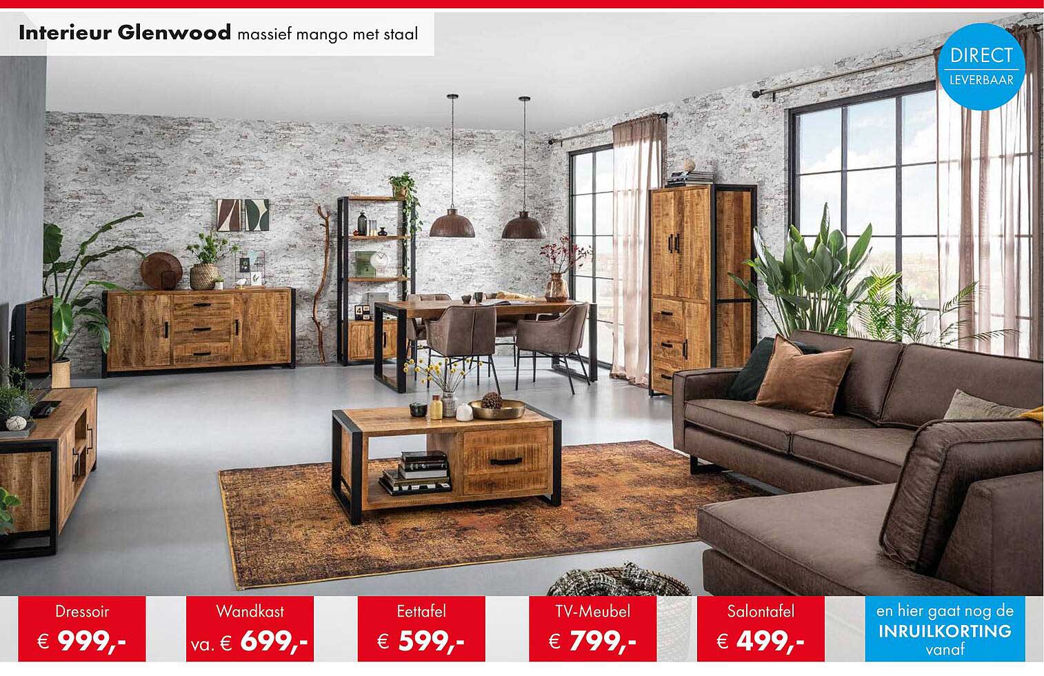 Interieur Glenwood massief mango met staal