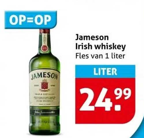 Jameson Irish whiskey Fles van 1 liter