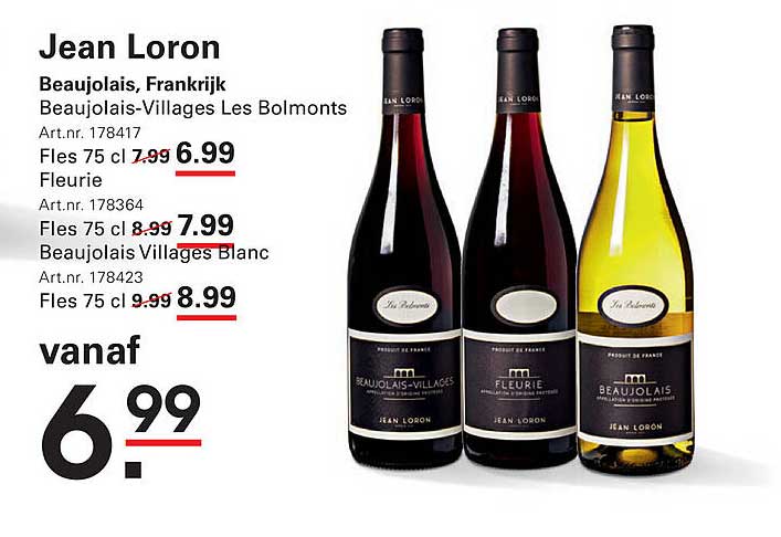 Jean Loron Beaujolais-Villages Les Bolmonts 75 cl voor €6,99
