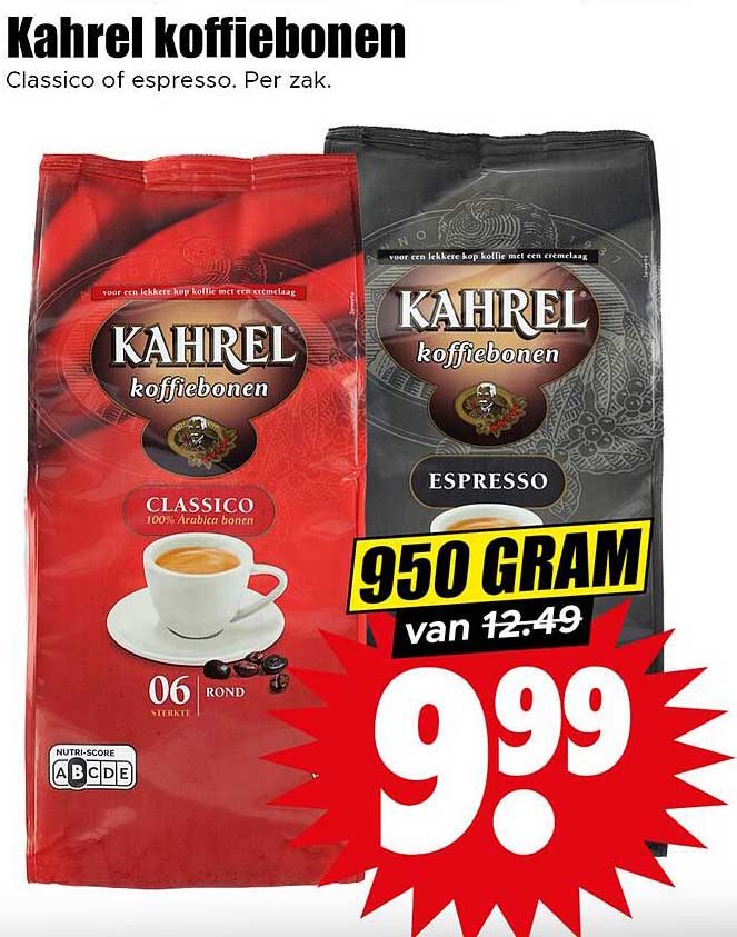 Kahrel koffiebonen Classico of Espresso - Per zak