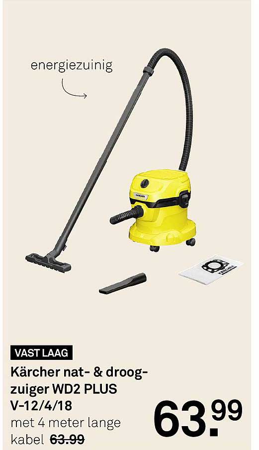 Kärcher nat- & droogzuiger WD2 PLUS V-12/4/18 met 4 meter lange kabel